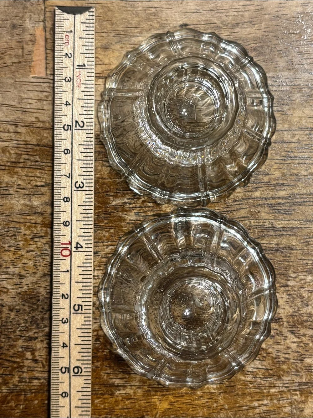 Vintage HOMCO Home Interiors Clear Glass Candle Holders Pair Made in USA Scallop